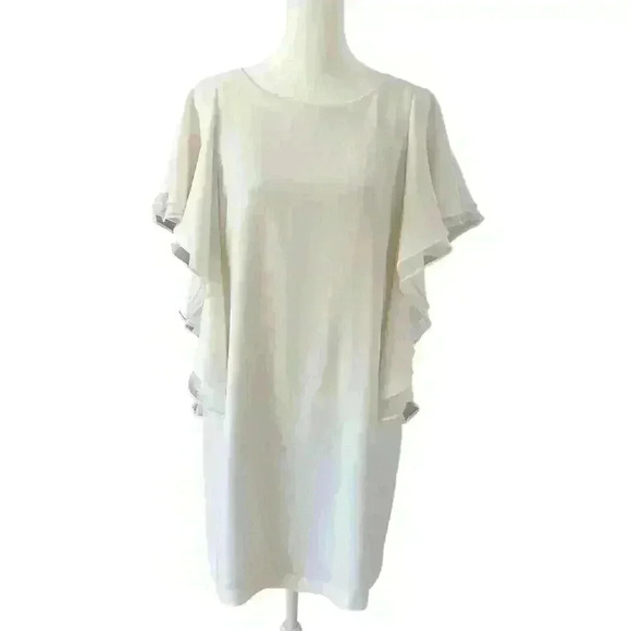 BCBG Maxazria Women’s Dress‎ Size 2 White Ruffle Sleeve LWD Bride - Picture 1 of 11
